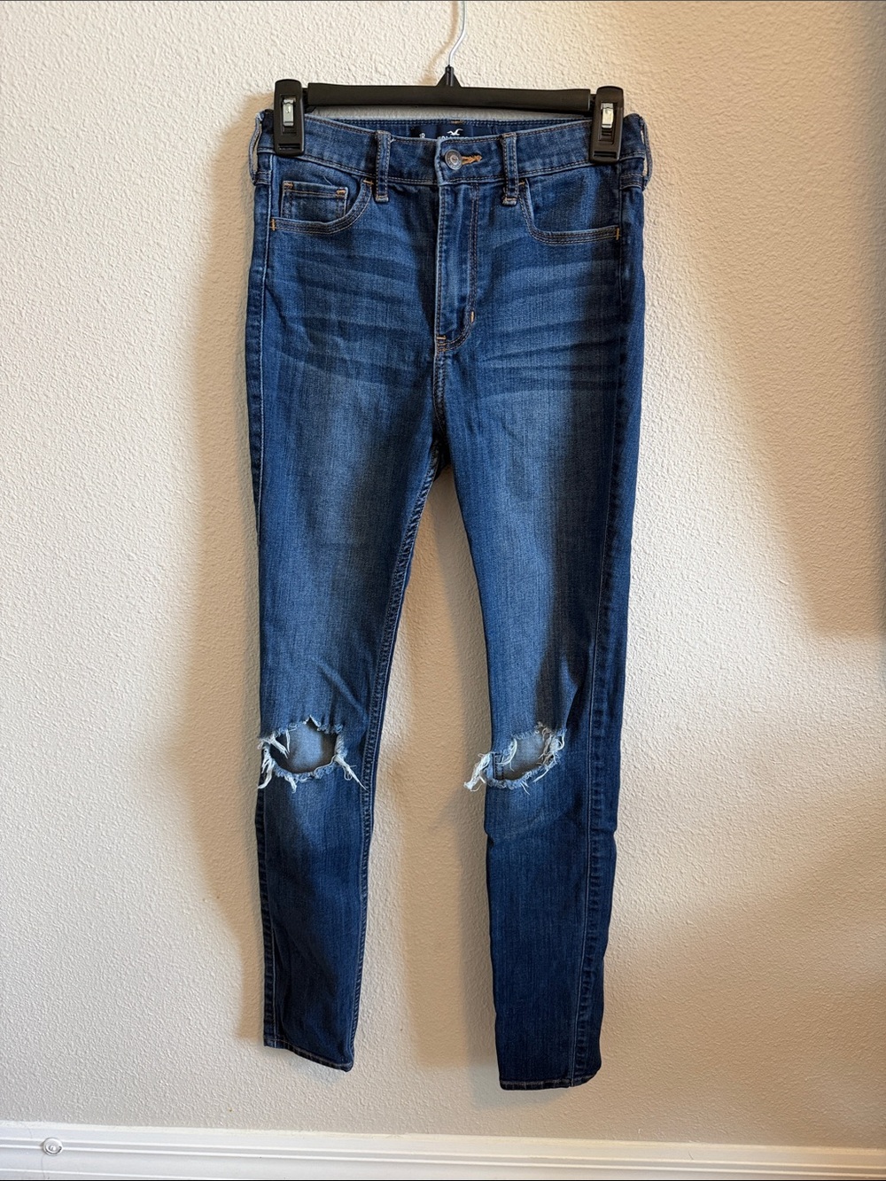Hollister Dark Blue Distressed Skinny Jeans